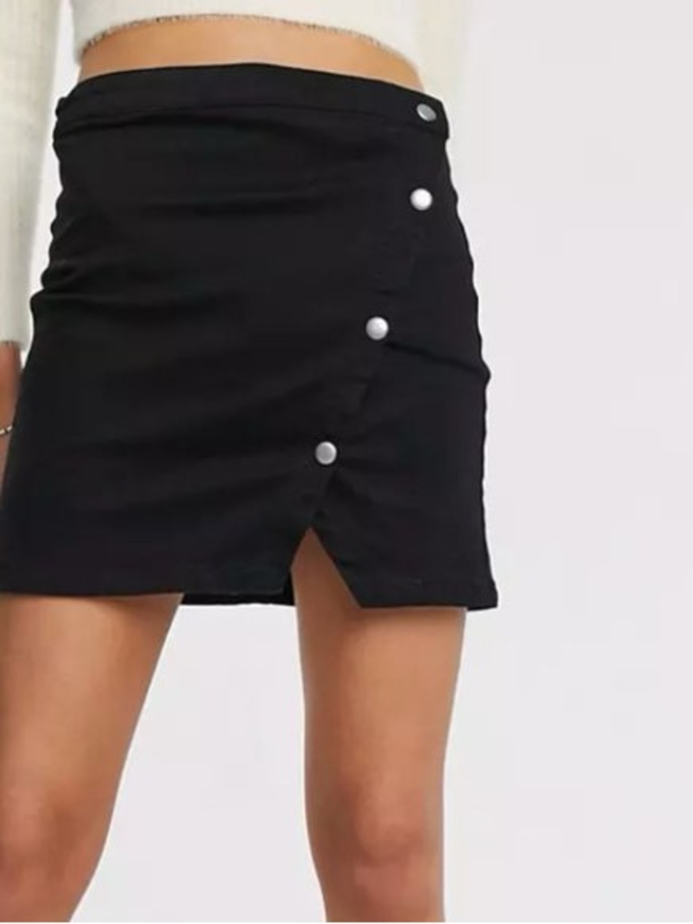 Free People WE THE FREE Bohemian Snap Button Front Black Mini Skirt, Size 8